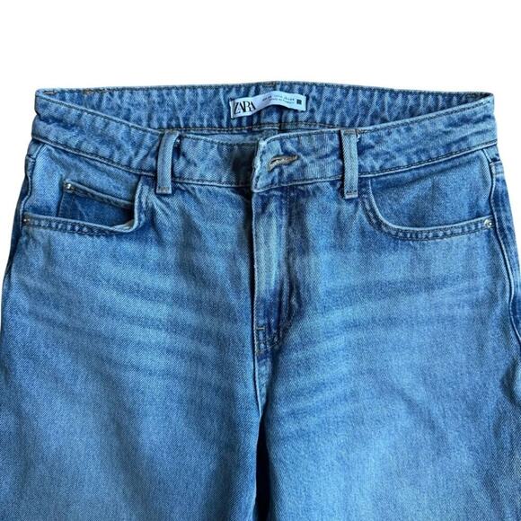 Zara Mid Waist Cropped Jean Mid Blue 2 - Picture 3 of 9